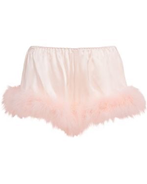 Gilda & Pearl Silk Feather-Trim Taylor Shorts - Natural
