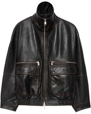 AllSaints Leather Elisa Bomber Jacket - Black