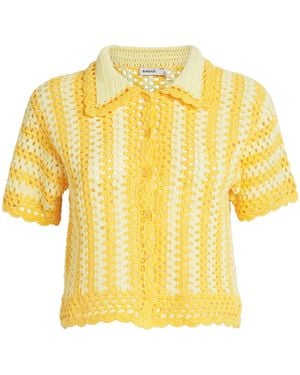Jonathan Simkhai Crochet Stripe Stanton Shirt - Yellow