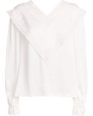 Self-Portrait Satin Lace Blouse - White