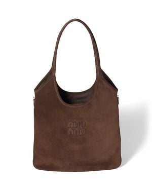 Miu Miu Suede Ivy Tote Bag - Brown