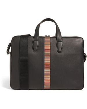 Paul Smith Leather Signature Stripe Briefcase - Black