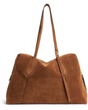 Harrods Medium Suede Wren Shoulder Bag - Brown