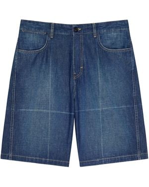 Givenchy Folded-Effect Couture Seam Denim Shorts - Blue