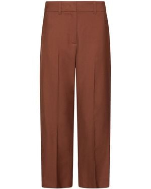 Marella Virgin Wool Straight Trousers - Brown