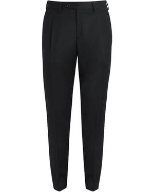 Lardini Wool-Cashmere Pleated Trousers - Black
