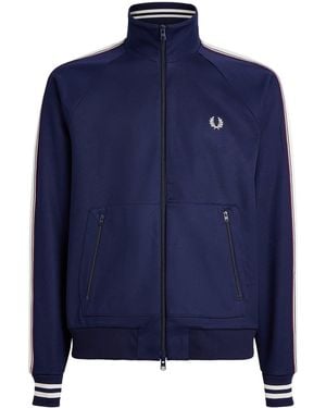 Fred Perry Embroidered Taped Track Jacket - Blue
