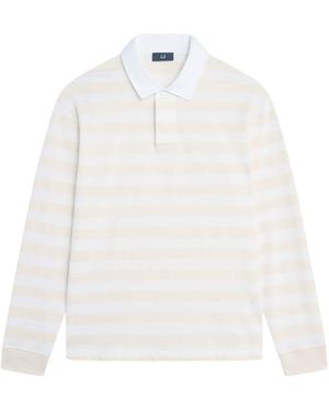 dunhill Cotton-Cashmere Stripe Polo Shirt - White