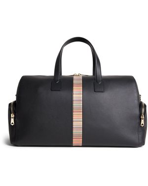 Paul Smith Leather Signature Stripe Holdall - Black