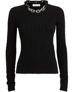 Rabanne Wool-Blend Embellished Top - Black