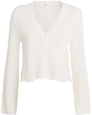 Chloé Pointelle Knit Cardigan - White