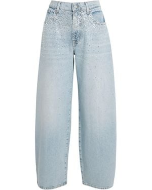 7 For All Mankind Crystal Bonnie Wide-Leg Barrel Jeans - Blue