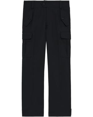 McQueen Cotton Cargo-Pocket Straight Trousers - Black