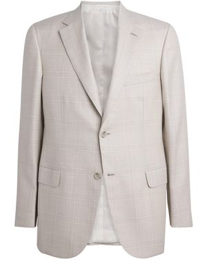 Brioni Wool-Silk Check Ravello Blazer - Grey