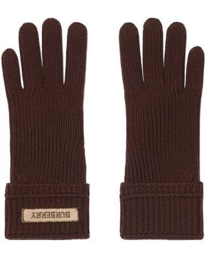 Burberry Wool-Blend Logo Gloves - Brown