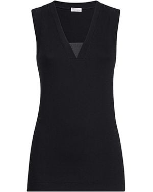 Brunello Cucinelli Stretch-Cotton Monili Tank Top - Black