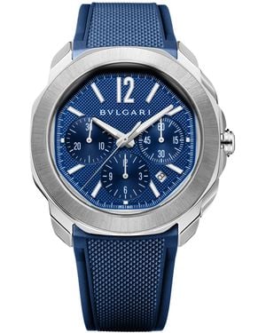 BVLGARI Stainless Steel Octo Roma Watch - Blue