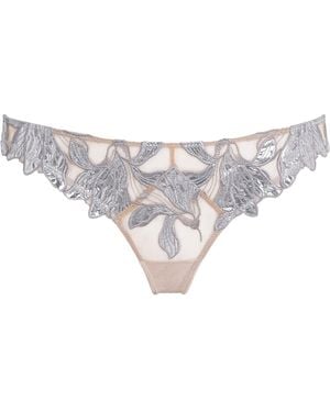Fleur du Mal Foil Lily Embroidery Thong - White