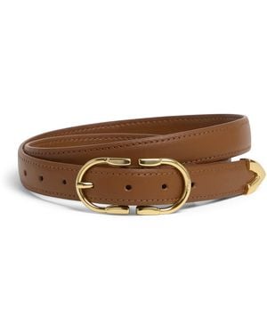 Maje Leather Double-Buckle Belt - Brown