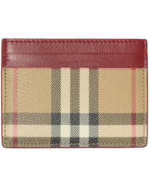 Burberry Check Card Holder - Red