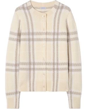 Burberry Cashmere Check Cardigan - Natural