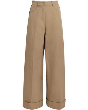 Claudie Pierlot Cotton-Blend Wide-Leg Trousers - Natural