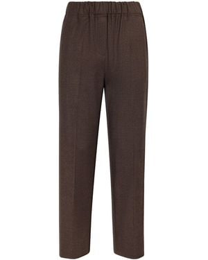Weekend by Maxmara Stretch-Wool Houndstooth Pants - Brown