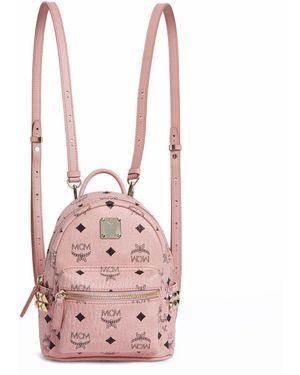 MCM Stark Xmini Backpack In Pale Pink Coated Canvas