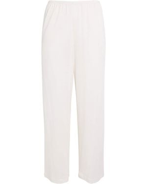 TOTEME Cotton-Silk Wide-Leg Trousers - White