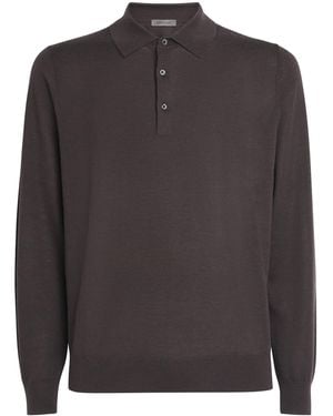Corneliani Cashmere-Silk Polo Sweater - Gray