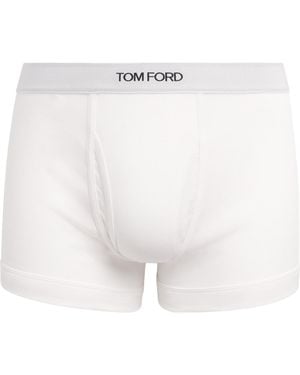 Tom Ford Stretch-Cotton Logo Boxer Briefs - White