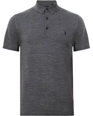 AllSaints Merino Wool Mode Polo Shirt - Grey