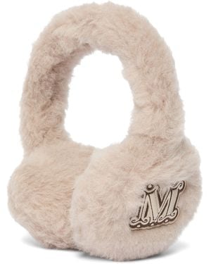 Max Mara Camel Wool-Silk Monogram Earmuffs - White