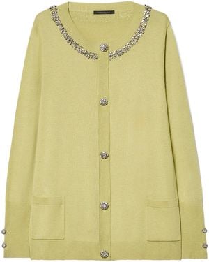 Marina Rinaldi Embellished Round-Neck Cardigan - Yellow