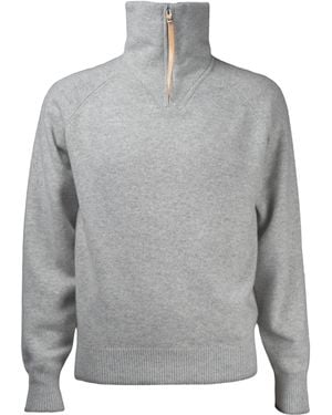 Alan Scott Cashmere Quarter-Zip Jumper - Grey