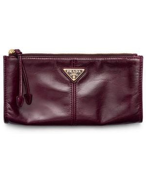 Prada Patent Leather Pouch - Purple