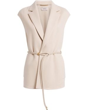 Agnona Wool-Cashmere Belted Waistcoat - Natural