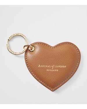 Aspinal of London Leather Heart Keyring - Brown