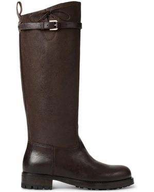 Ralph Lauren Vachetta Leather Ward Engineer Knee-High Boots - Brown