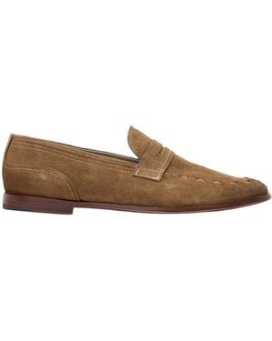 AllSaints Suede Jules Stitch Loafers - Brown
