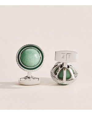 Tateossian Palladium-Plated And Aventurine Gyrate Cufflinks - Green
