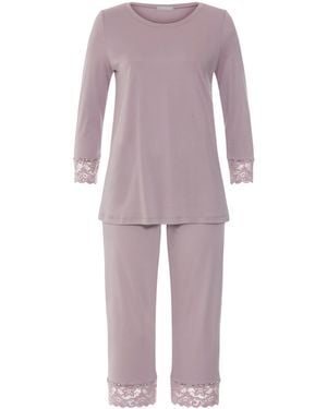 Hanro Lace-Trim Moments Pyjama Set - Purple