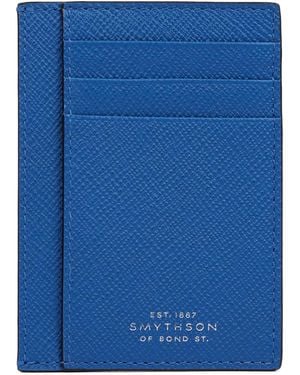 Smythson Panama Leather Compact Card Holder - Blue