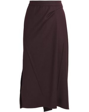 Victoria Beckham Wool Pressed Tailored Midi Skirt - Purple