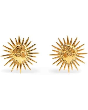 Hermina Athens Plated Golden Sun Earrings - Metallic
