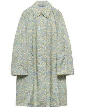 Prada Re-Nylon Floral Print Raincoat - Blue
