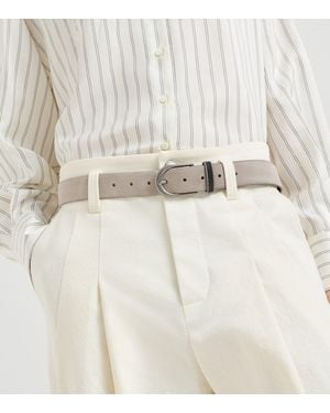 Brunello Cucinelli Sueded Calfskin Belt - Natural