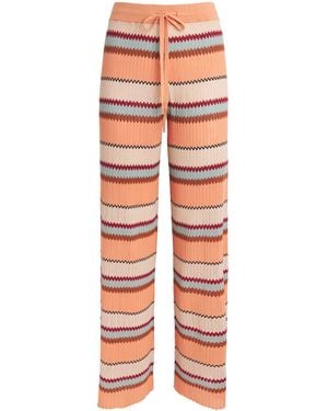 Guest In Residence Linen-Silk Stripe Palazzo Trousers - Orange