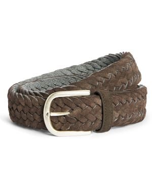 Canali Leather Woven Reversible Belt - Brown