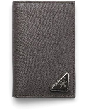 Prada Saffiano Leather Card Holder - Grey